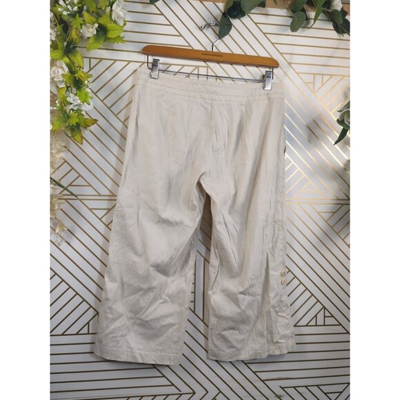 BCBGMAXAZRIA Women's Y2k Vtg Cropped Capri Tan Beige Pants Tie Waist Size 6 - Picture 8 of 9